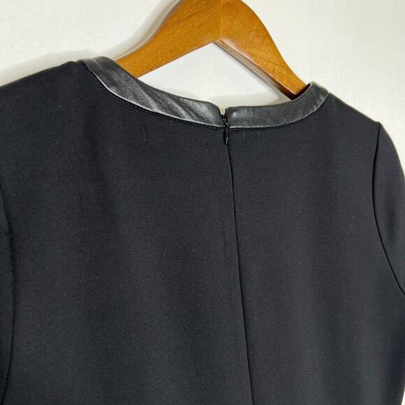 Madewell Black Casual Round Neck Leather Trim Skater Short Sleeve Dress S Women - Picture 6 of 9